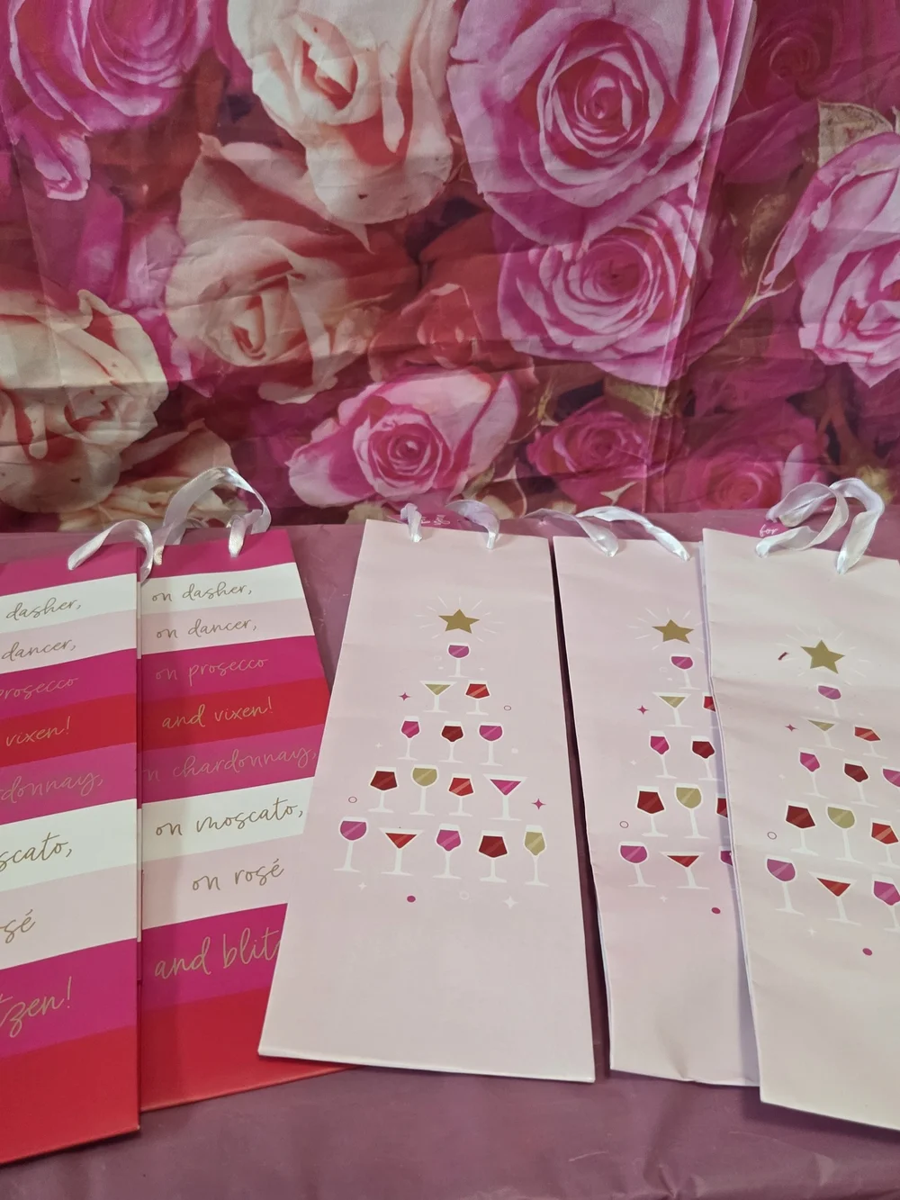 Partywine Pink Wine Gift Bags by 7 Pcs
